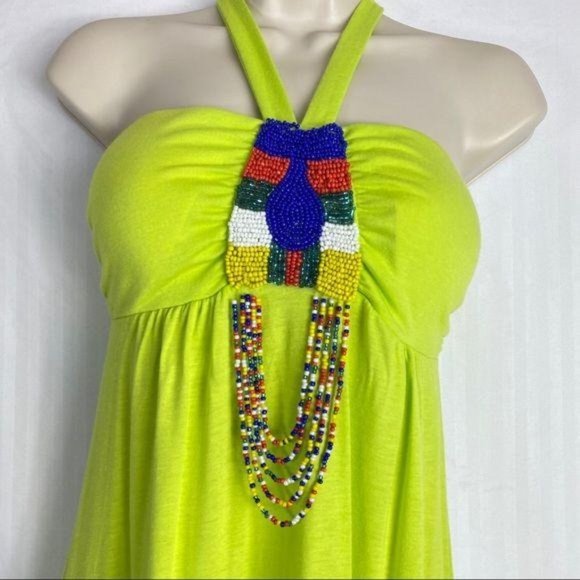 4/$25 Made For Me To Look Amazing Dress Maxi Beaded Halter Womens Junior Sz M - Picture 3 of 7